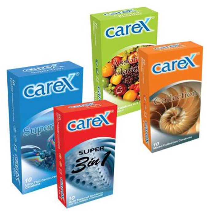 Carex Combo Pack of Super Thin, Super 3 in 1, Assorted Flavour & Collection Condoms (10 Each)